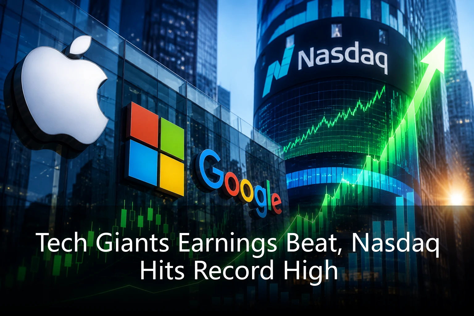 Tech Giants Earnings Beat, Nasdaq Hits Record High