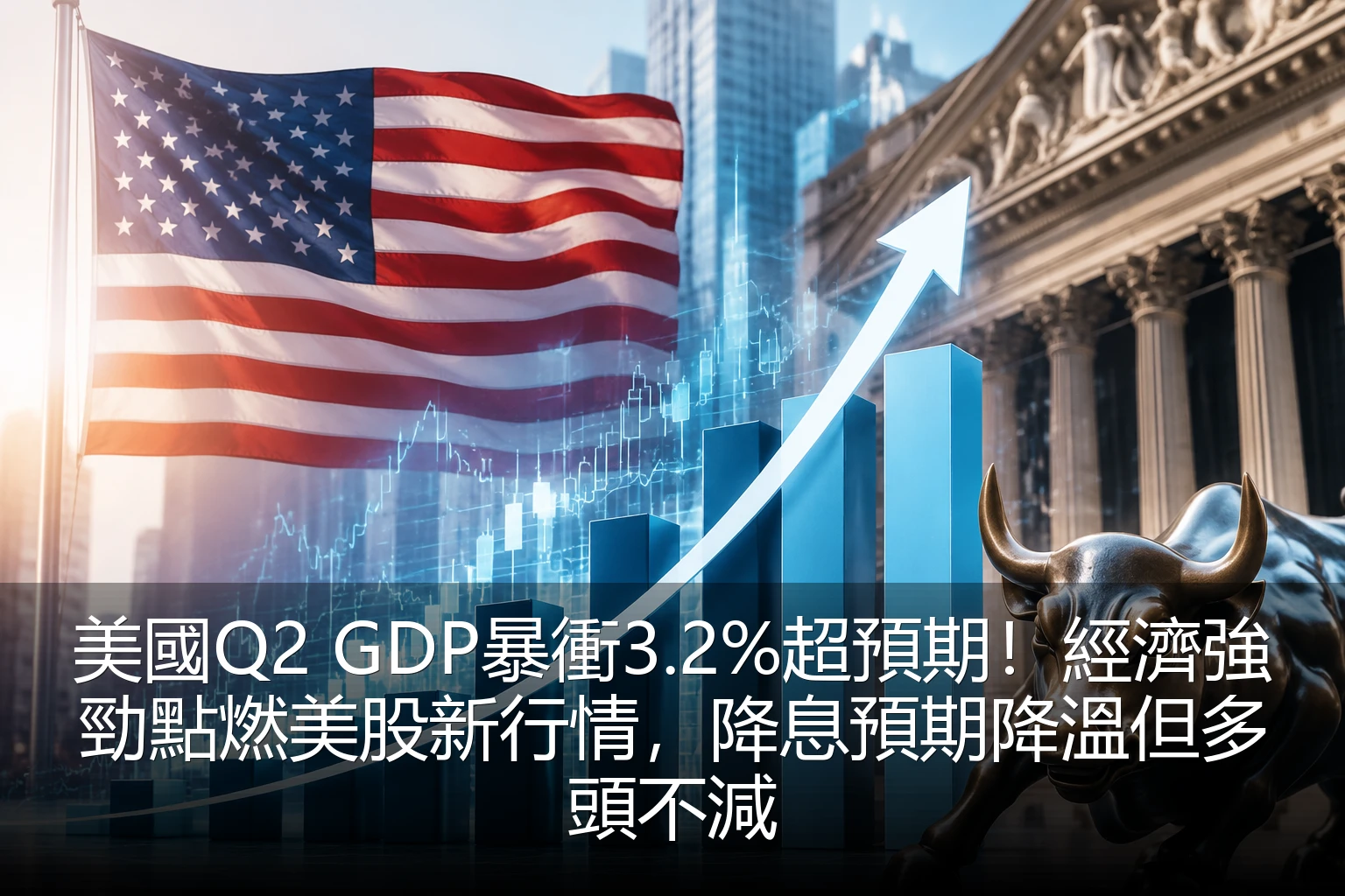 美國Q2 GDP暴衝3.2%超預期！經濟強勁點燃美股新行情，降息預期降溫但多頭不減