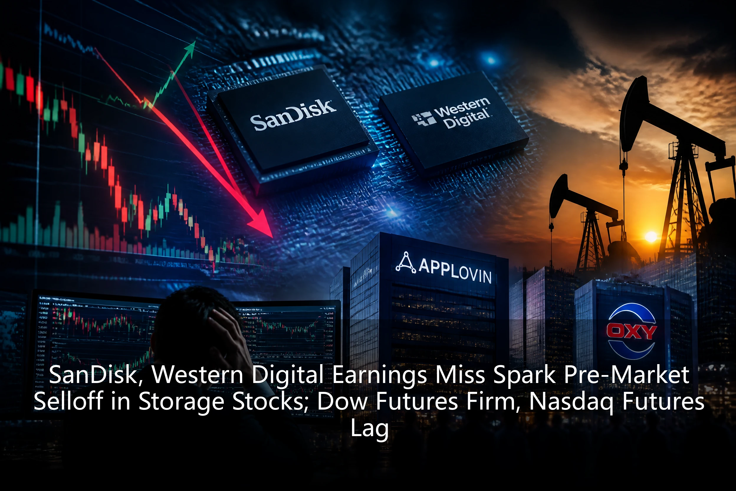 SanDisk, Western Digital Earnings Miss Spark Pre-Market Selloff in Storage Stocks; Dow Futures Firm, Nasdaq Futures Lag